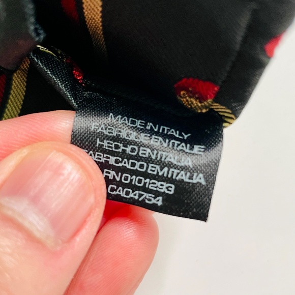 Gant by Michael Bastian Black Red Gold Stripe & Circle Dot Pattern Slim Silk Tie - Picture 9 of 10